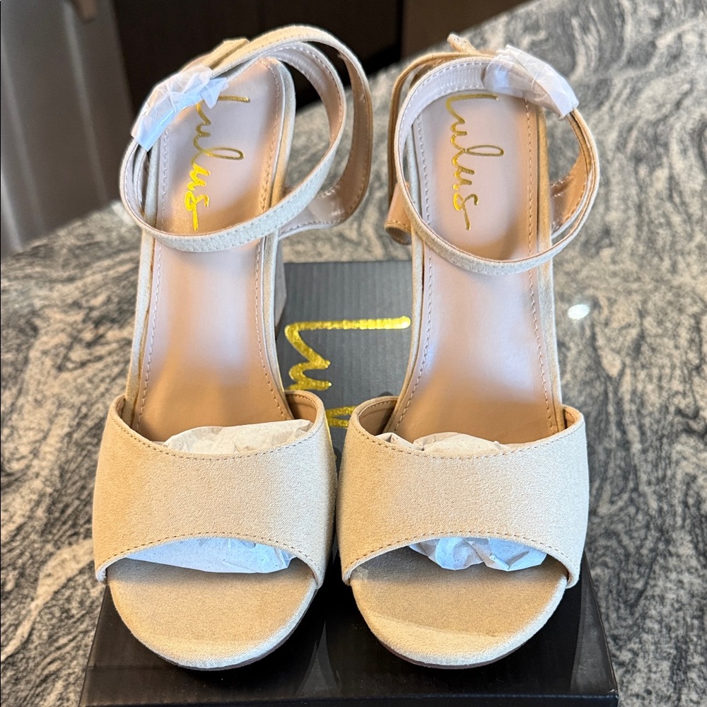 Lulu's Elegant Cream Block Heels